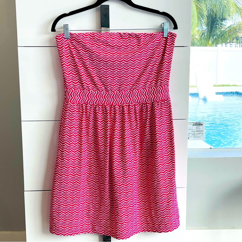 Vineyard Vines Pink Strapless Whale Tail Print dress size M